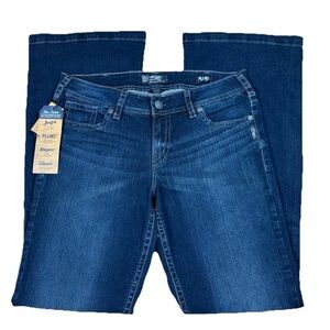 NWT Silver Jeans Co Suki Mid Flare Fluid Denim Dark Wash Jeans Women's W33/ L34
